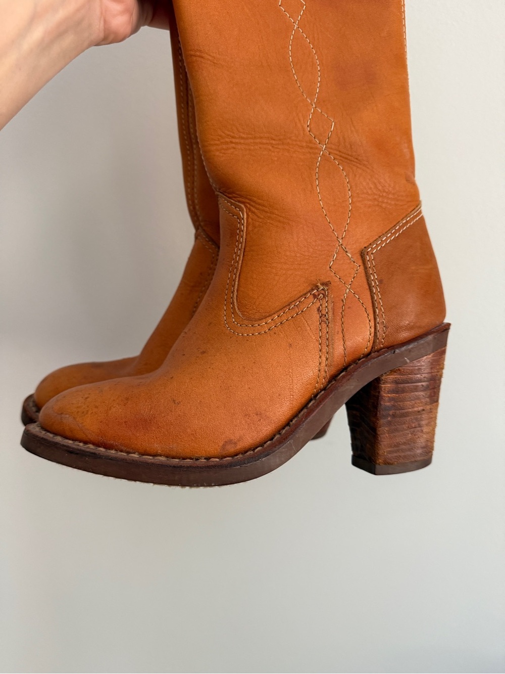 Vintage 70s/80s Buffalos Western Boots Honey Cognac Leather - Picture 3 of 7